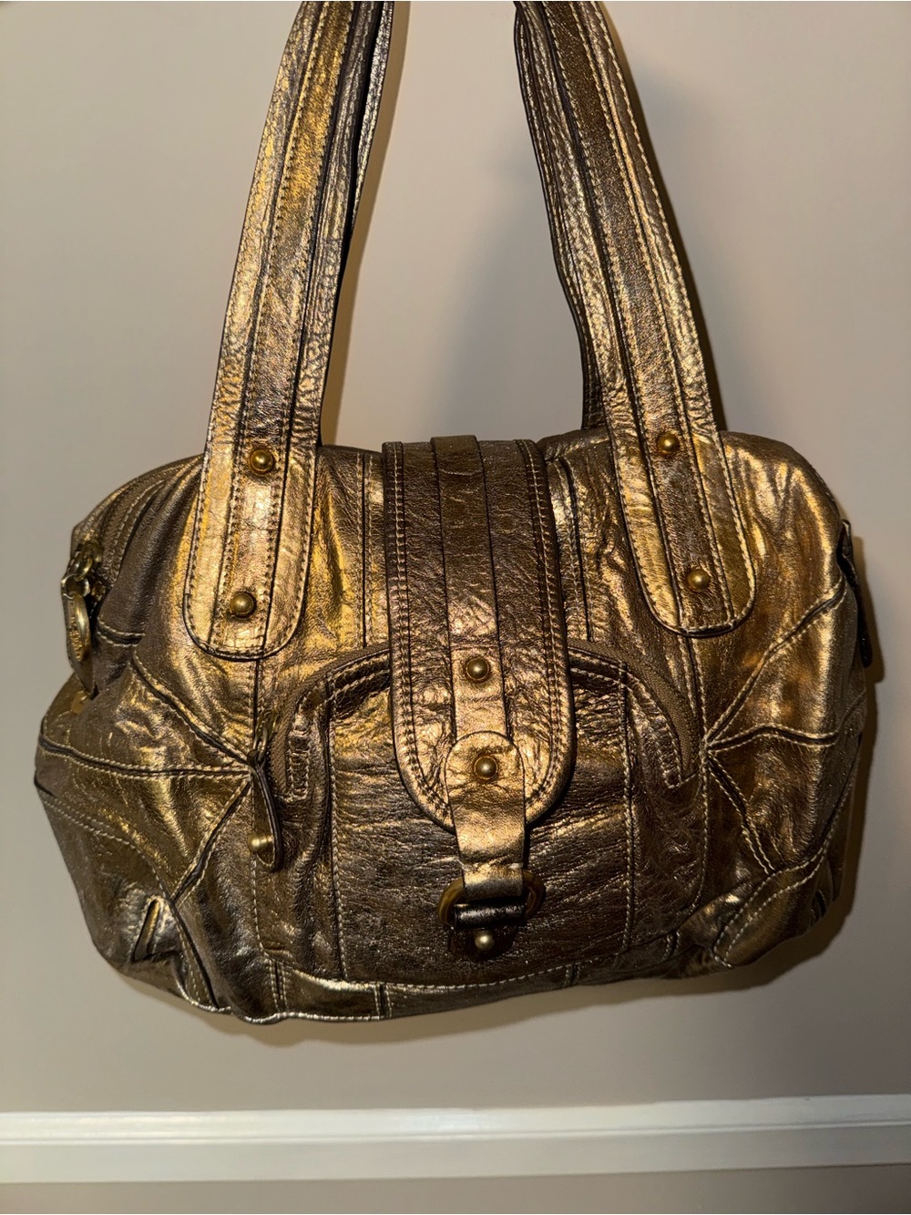 Metallic Bronze Shoulder Bag - Women